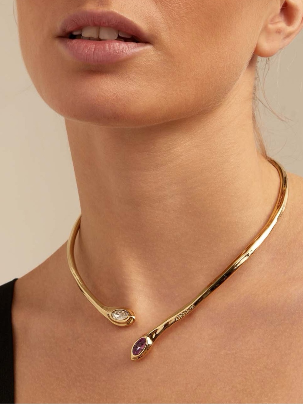 UNOde50 Spring Necklace 18K Gold Plated Crystal Choker Rare